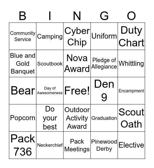 Den 9 Bingo Card