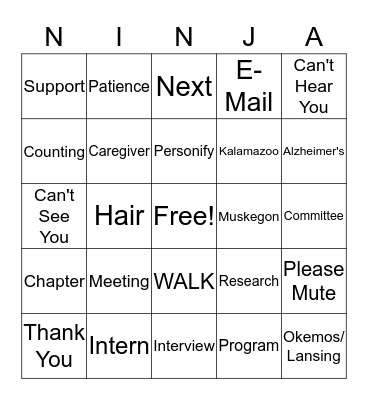 NINJA CONFERENCE CALL BINGO Card