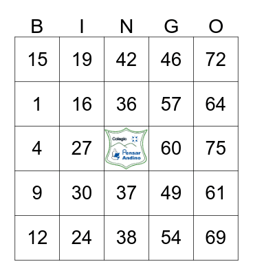 COLEGIO PENSAR ANDINO Bingo Card