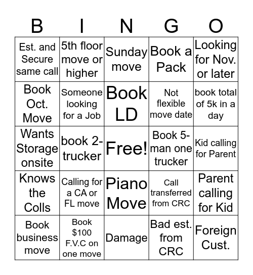 TMT BINGO Card