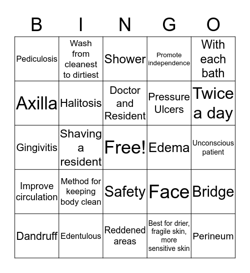 NA Ch.12 Personal Care Bingo Card