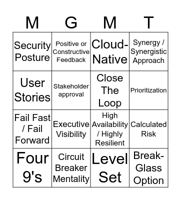 Management Lingo Bingo Card