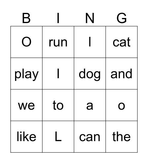 Kindergarten Week 3 Bingo Card