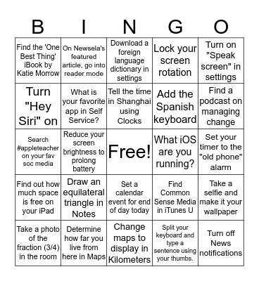 iOS Bingo #AppleTeacher Bingo Card