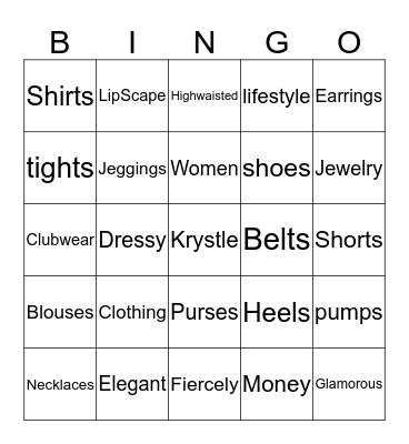 Fiercely Glamorous Bingo Card