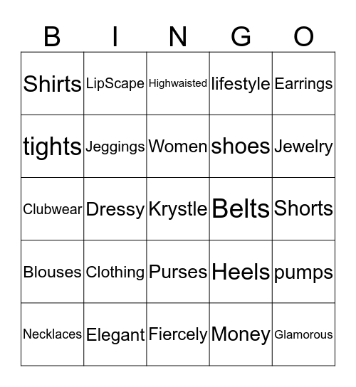 Fiercely Glamorous Bingo Card