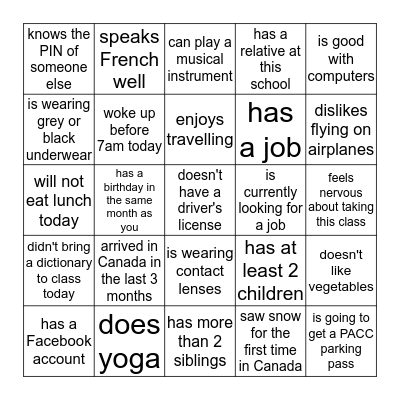 Find someone who... Bingo Card