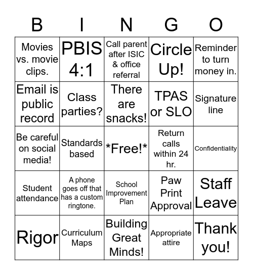 Banneker Handbook Plus  - BINGO Card