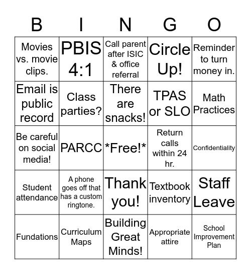 Banneker Handbook Plus  - BINGO Card