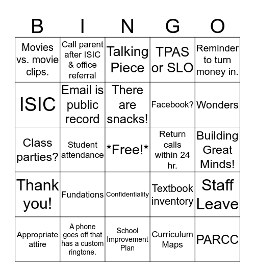 Banneker Handbook Plus  - BINGO Card