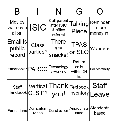 Banneker Handbook Plus  - BINGO Card