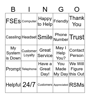 Customer Service Week BINGO Card