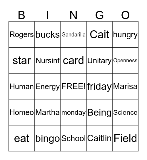 Martha Rogers Bingo Card