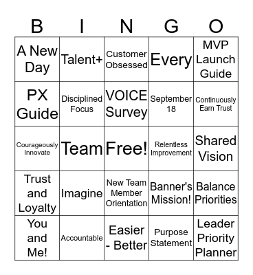 MVP Bingo Card