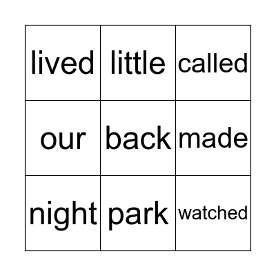 Florence's Bingo Card