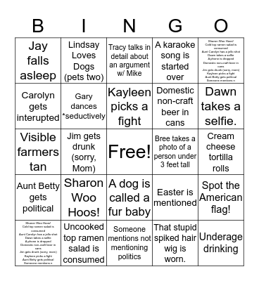 2017 Family Reunion Bingo Card