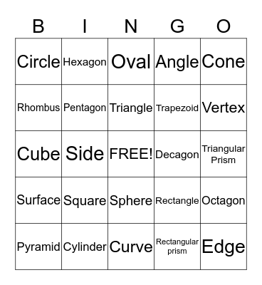 Geometric shapes Bingo Card