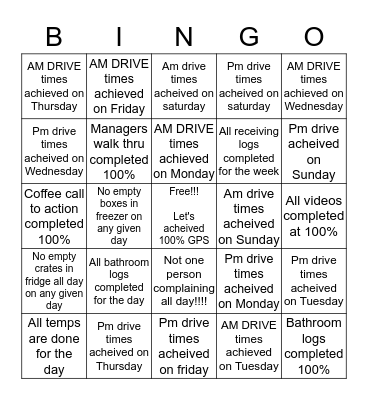 Let's get over 100% on our GPS!!! Bingo Card