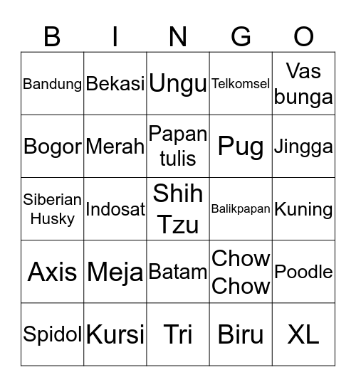 Tara Bingo Card