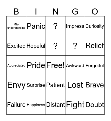 Life Experiences Bingo Card