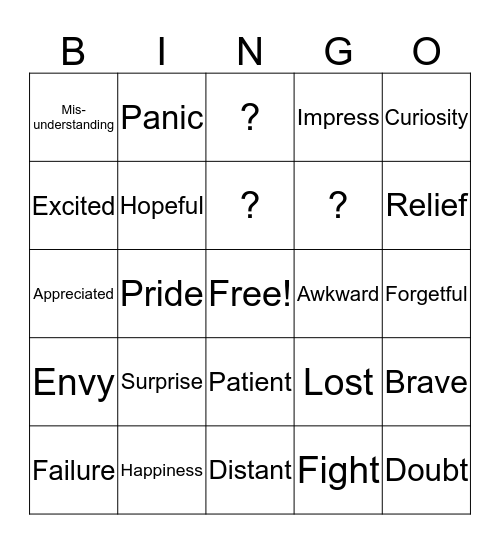 Life Experiences Bingo Card