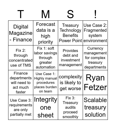 Integrity Bingo Card