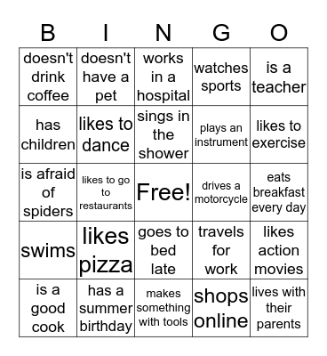 Find Someone Who... Bingo Card