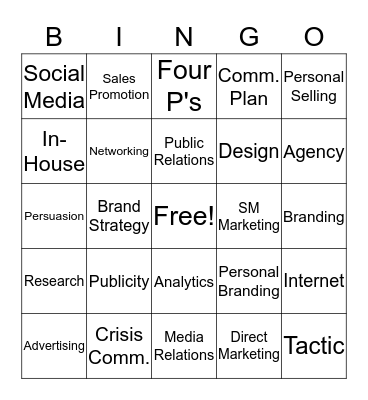 Senior Seminar -  Bingo Card