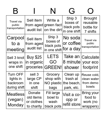 GREEN BINGO Card