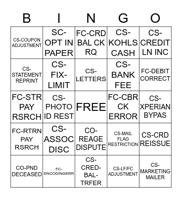 CIMS Bingo Card