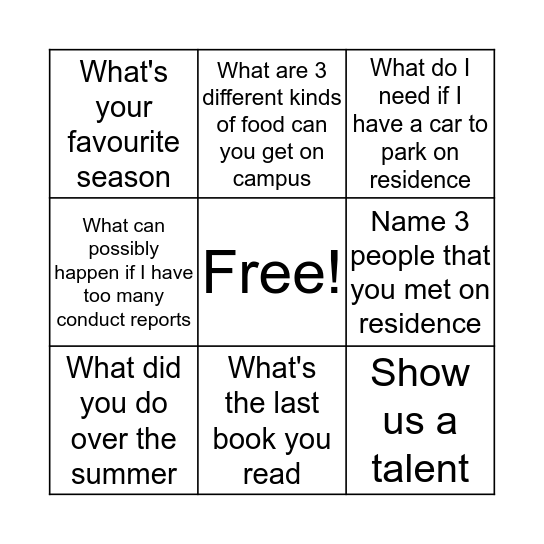 Stoga Bingo Card