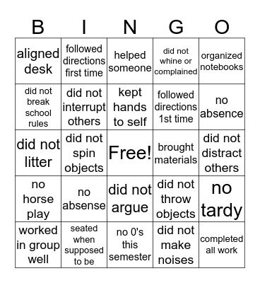 Social Response Bingo Card