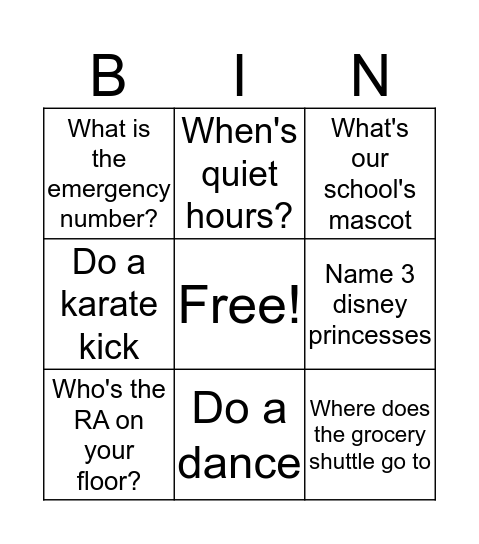 Stoga Bingo Card