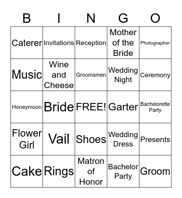 Niki's Bachelorette Party Bingo! Bingo Card
