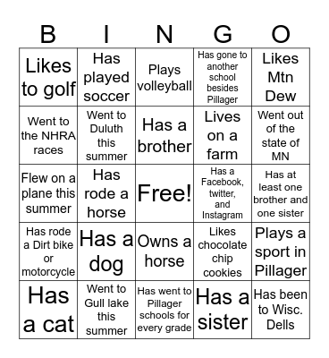 Classmate Bingo  Bingo Card