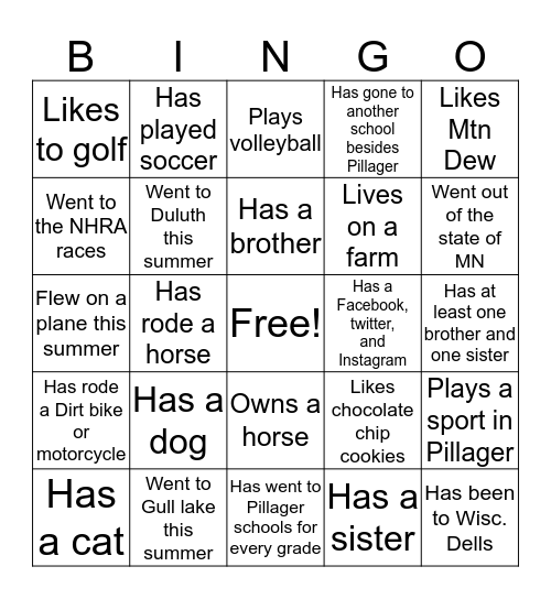 Classmate Bingo  Bingo Card