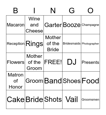 Niki's Bachelorette Party Bingo! Bingo Card