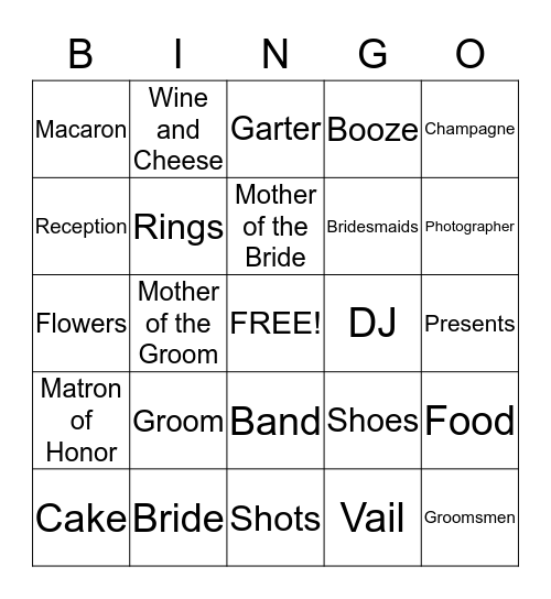 Niki's Bachelorette Party Bingo! Bingo Card