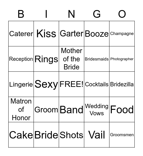 Niki's Bachelorette Party Bingo! Bingo Card