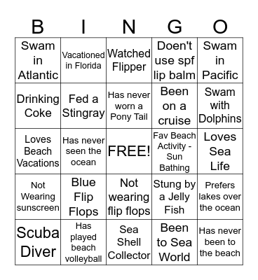 Beach Blanket Bingo Card