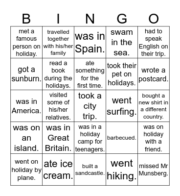Holiday Bingo - Find a person who... Bingo Card