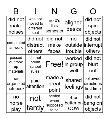 Social Response Bingo Card