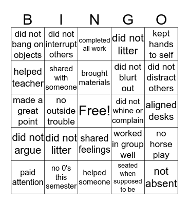 Social Response Bingo Card