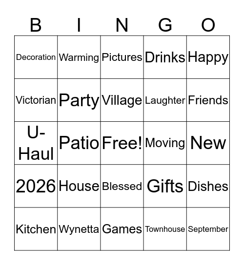 Wynetta's House Warming Bingo Card