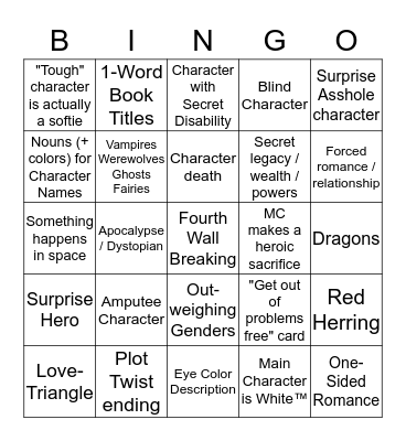 Writer's Bingo Card