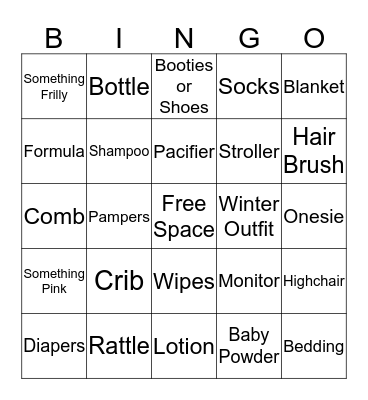 Baby Bingo Card