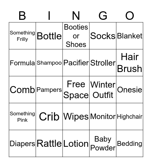 Baby Bingo Card