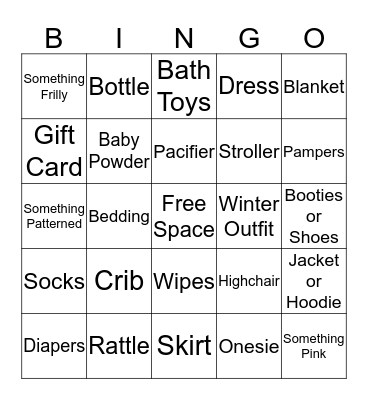 Baby Bingo Card