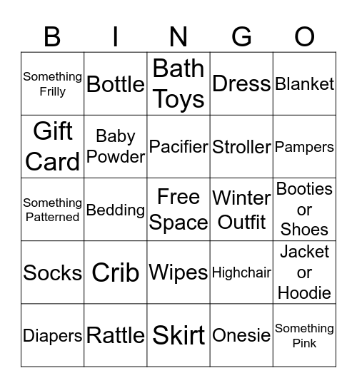 Baby Bingo Card