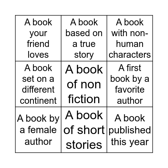 1st Quarter Reading Bingo Card